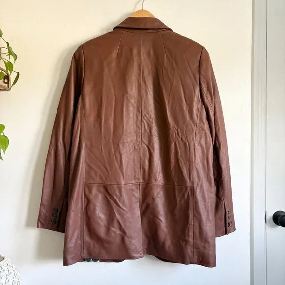 Madewell The Larsen Blazer in Clifftop Brown Leather NEW